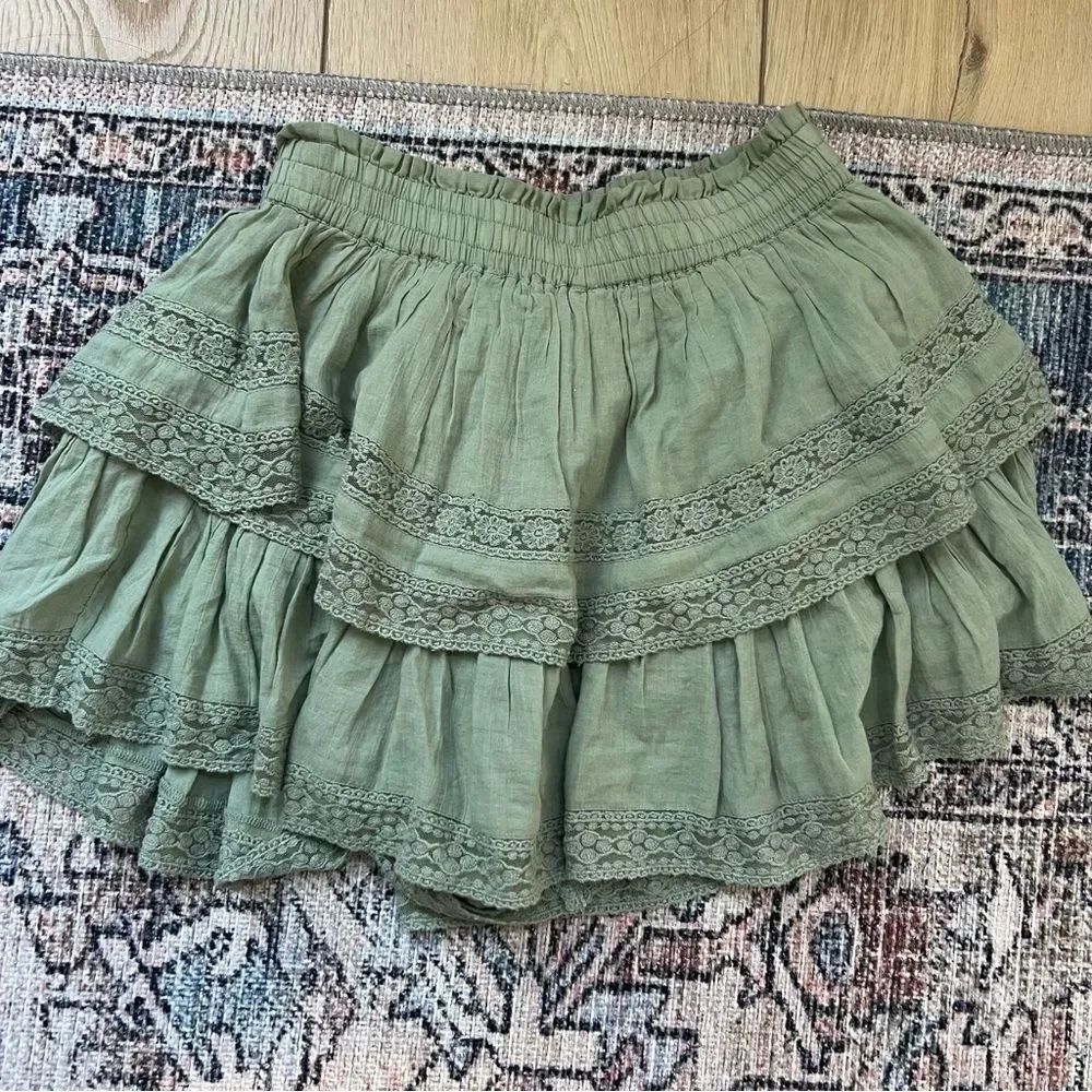 American Eagle Green Ruffle Tiered Boho Skort Size XS